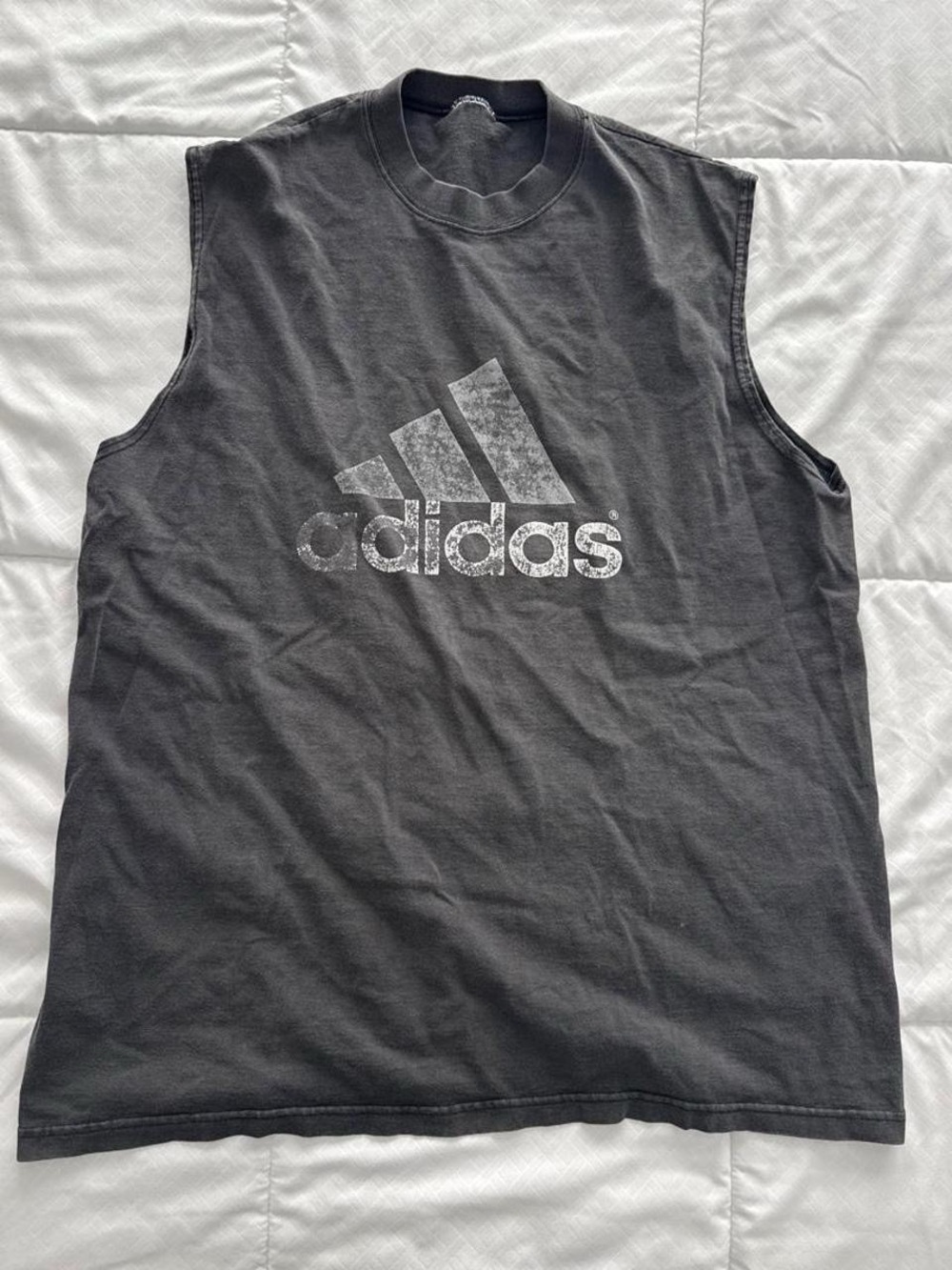 Adidas Black Sleeveless Logo Muscle Tank